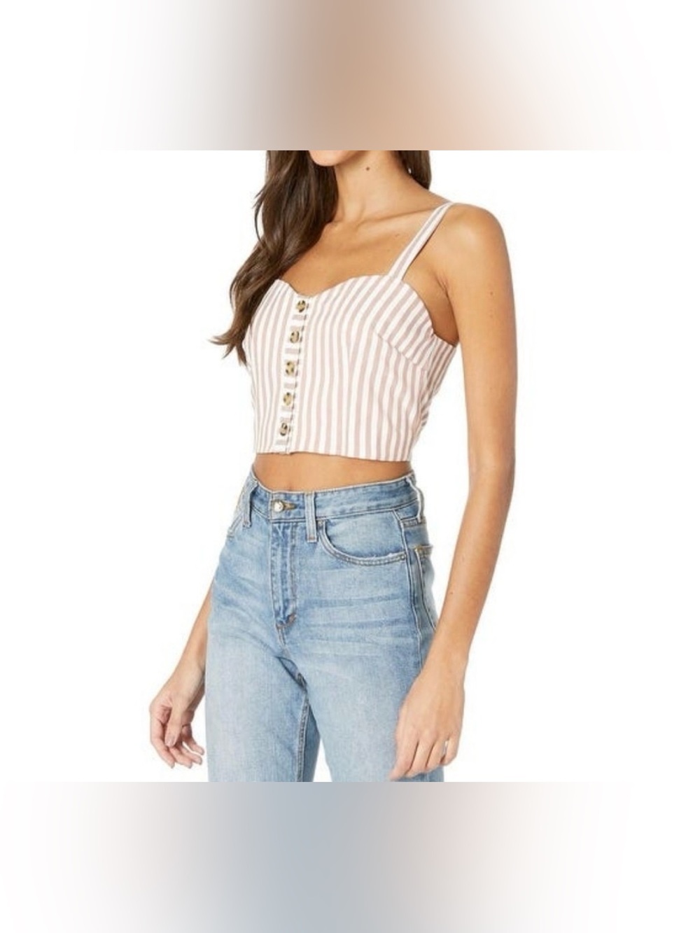 Striped Button Front Crop Top by bishop + young